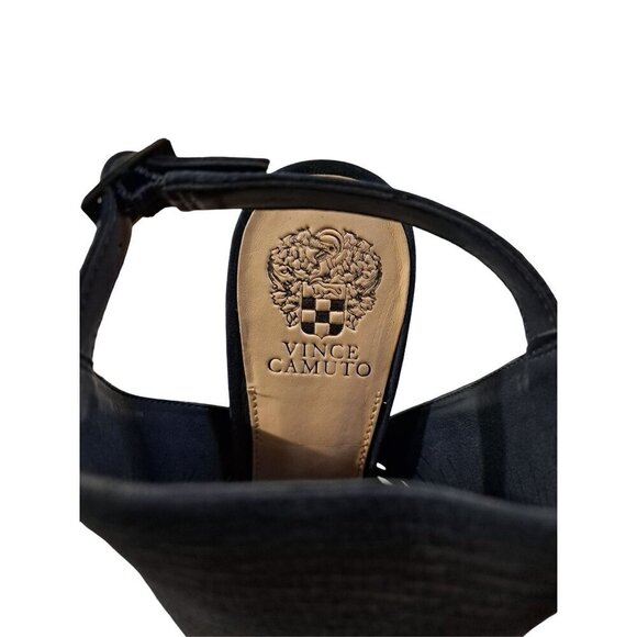 VINCE CAMUTO Badesti Black Suede Laser Cut Open Toe High Heel Booties NWOB Size - Picture 6 of 11